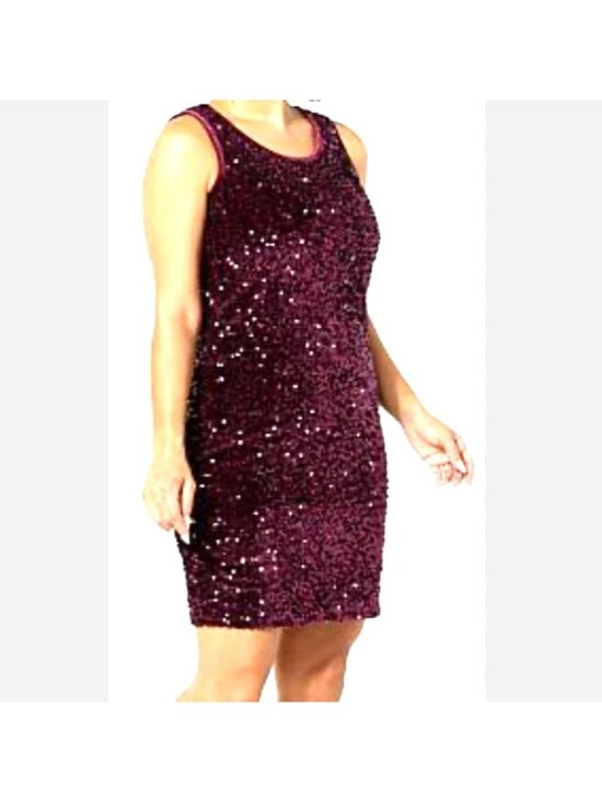 Nina Leonard Dresses & Skirts - Sleeveless Burgundy Sequin Party Dress Size XL By Nina Leonard
